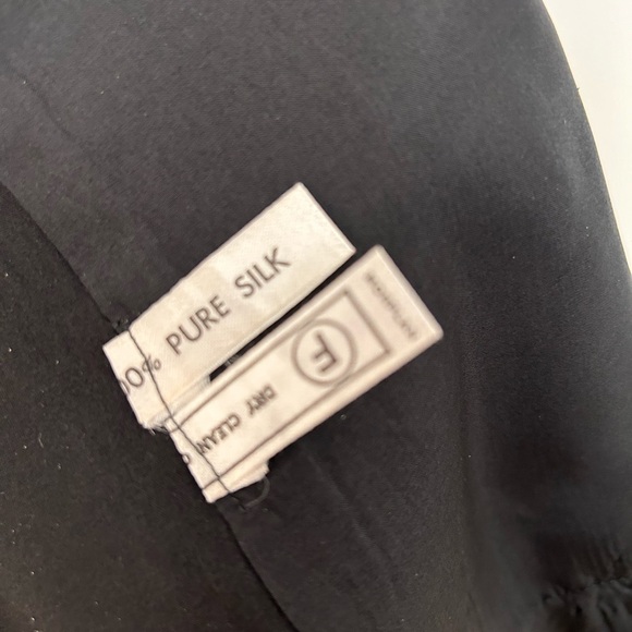 Vintage 70s Hilary Floyd London Black Silk Pleated Skirt. XL - Picture 5 of 6